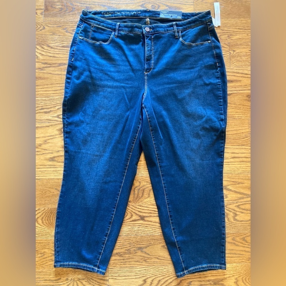 TALBOTS Flawless HIGH‎ WAIST JEGGING CROP BLUE JEANS. Medium Wash. NWT￼ S-22W